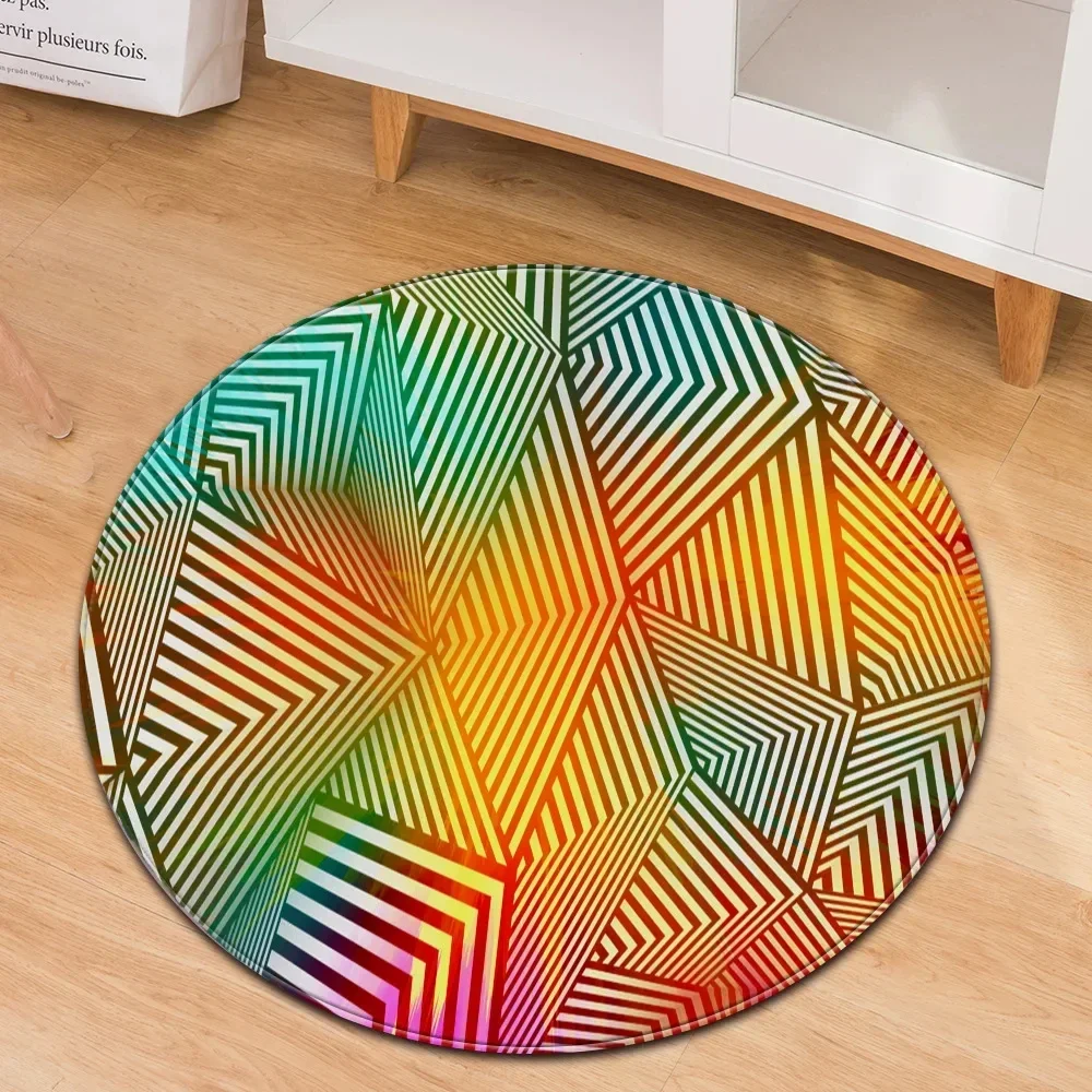 Colorful Trippy Rainbow Swirl Modern Round Carpet Circle Area Rug For Bedroom Living Room Decor Floor Mats Computer Chair Mat