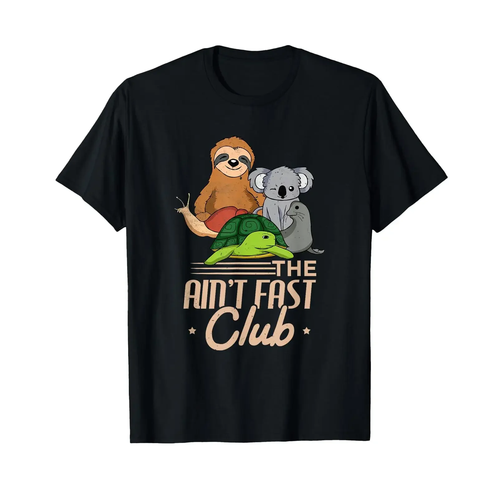 The Aint Fast Club Funny And Cute Slow Animals T Shirt vintage Washed Casual Unisex Comfortable Slightly streetwear
