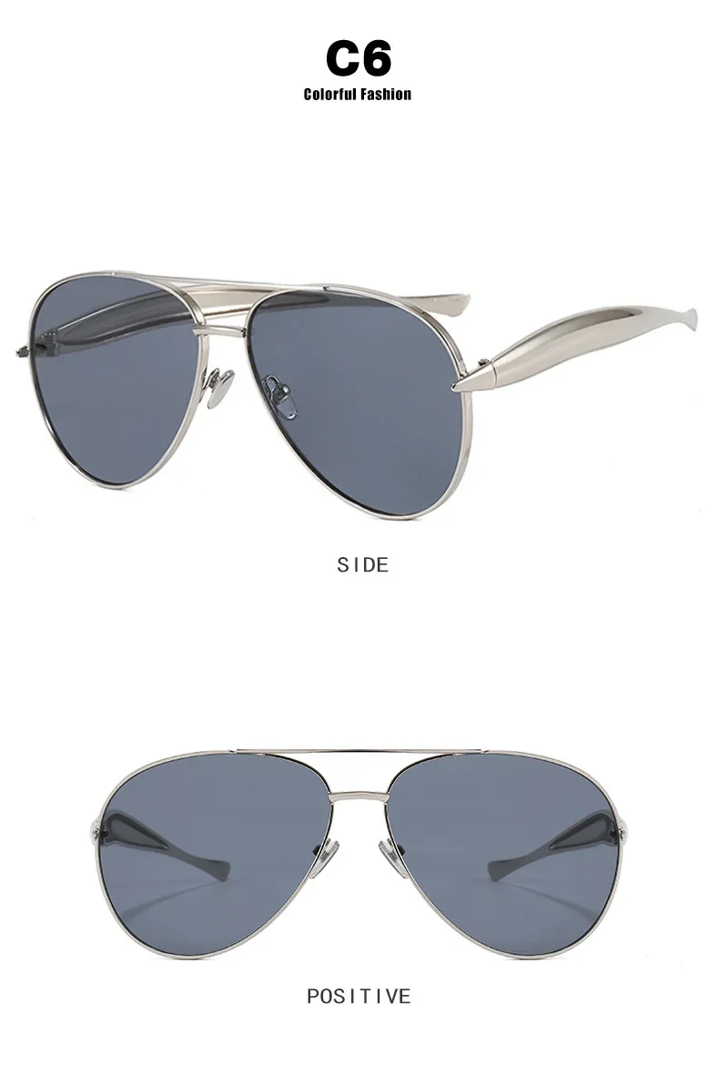 Neue Y2K Vintage Metall-Piloten-Sonnenbrille für Damen und Herren, Punk-Stil, Beliebte Outdoor-Fahrbrille, Luxus-Marken-Designer-Brille, UV400-Schutz – Detail 14