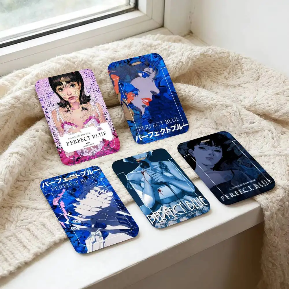 Japan Anime Perfect Blue ID Card Holder Lanyard Covers Women Men Work Permit Holder Students Kids Bus Cards Case