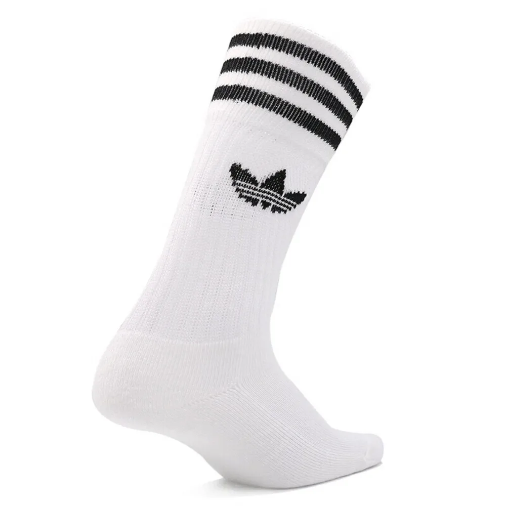 Adidas Trefoil Men's and Women's Basketball Socks: Non-Slip, Durable, Comfortable, and Breathable—White, 3-Pack S21489 view 4