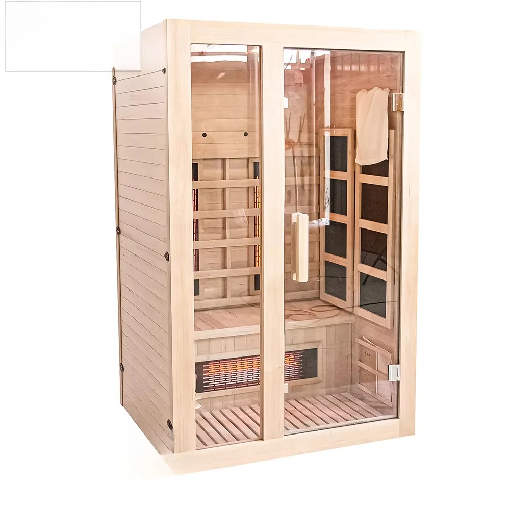 Heating Low EMF Indoor Hemlock Sauna with Tempered Glass Door