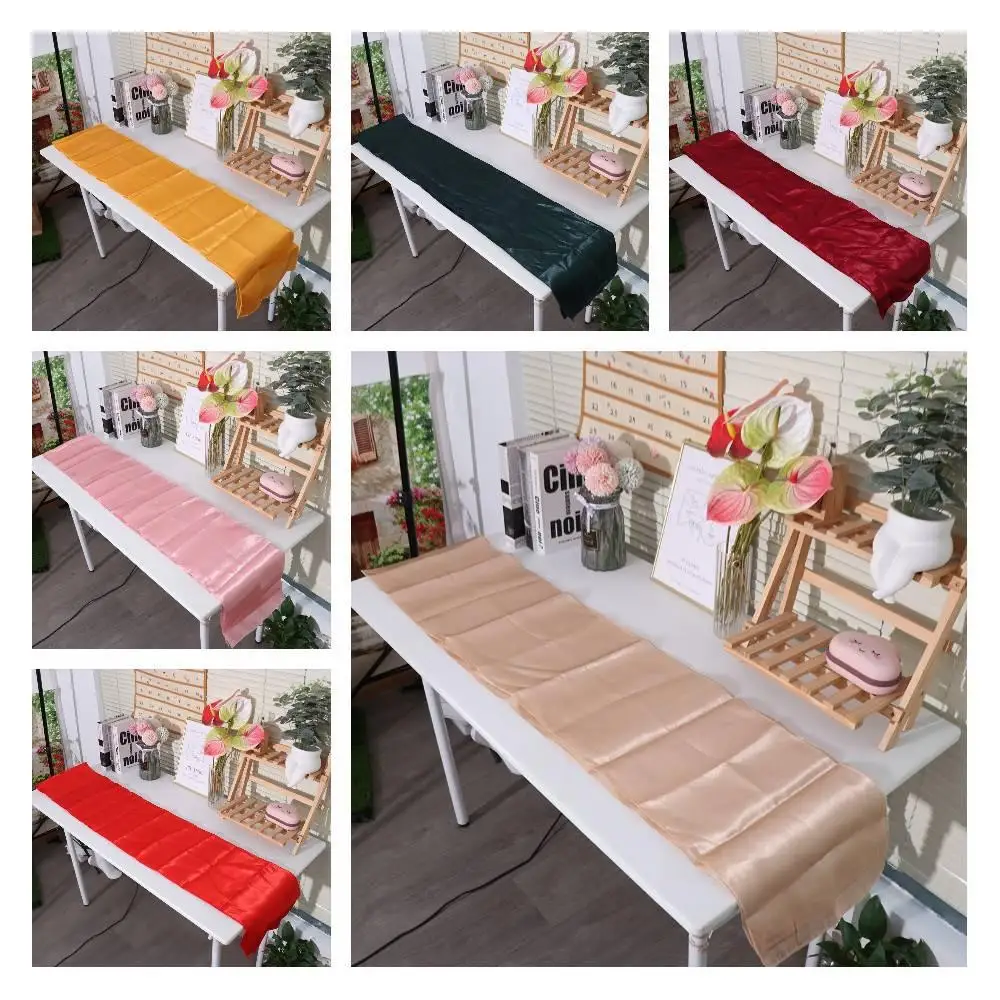 Long Solid Color Satin Table Runner Party Supply Smooth Table Cover 275CM Tablecloth Banquet