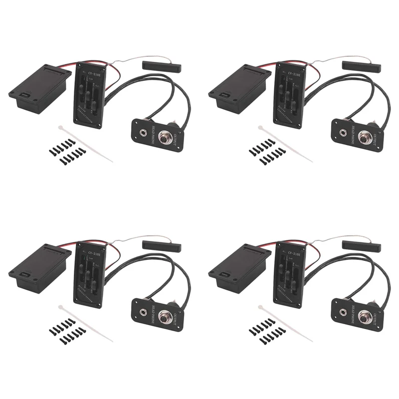 

AS98-4X Electric Violin Pickup Piezo Preamp Accessory With Active Tone System Brass