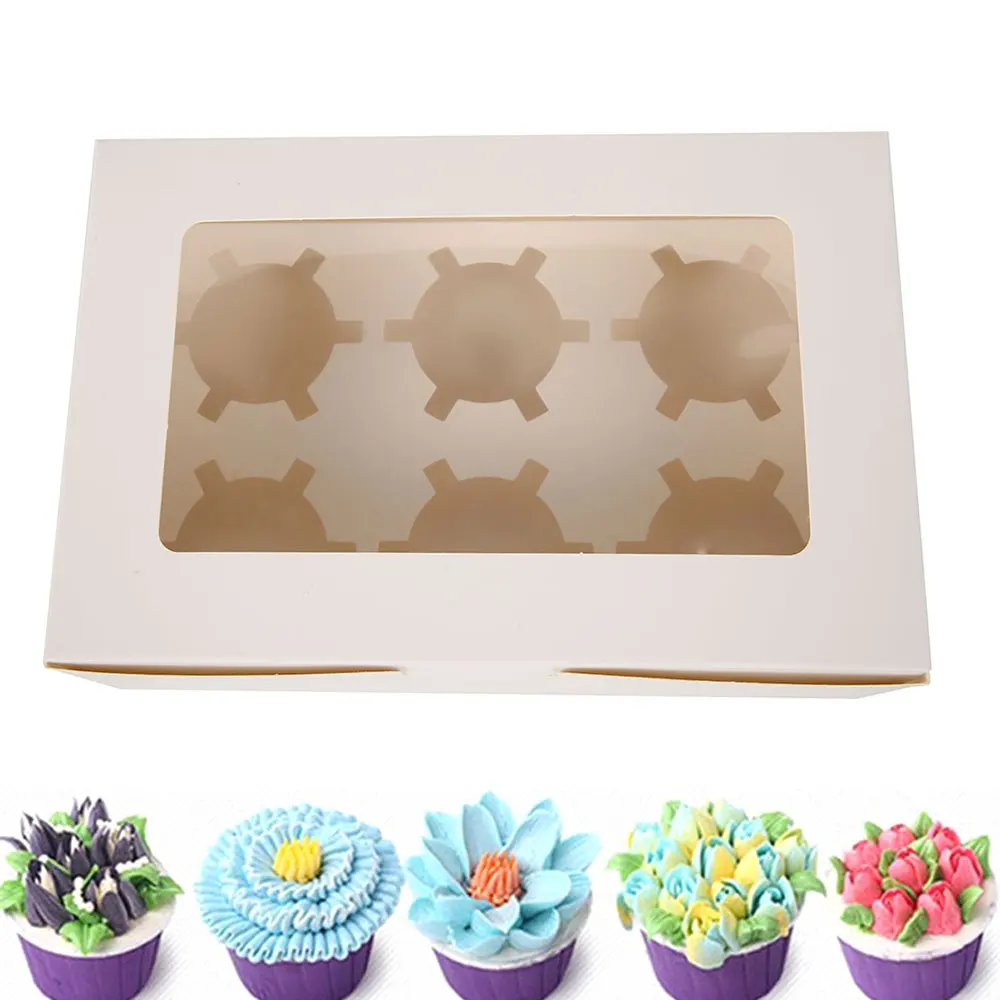 10pack Cupcake Boxes with Inserts Cake Boxe with Clear Window Cake Holder Bakery Carrier Boxes 2/4/6 Holes Muffin Boxe for Party - view 6