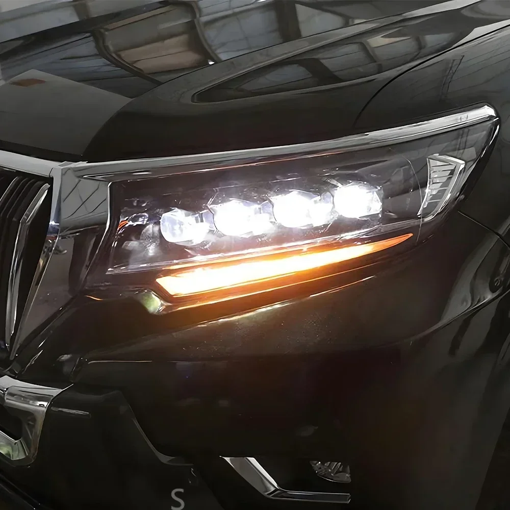 

Автомобильная фара для Toyota Prado 2018-2023, светодиодные передние фонари в сборе, обновленный кристаллический дизайн, аксессуары для объективов проектора