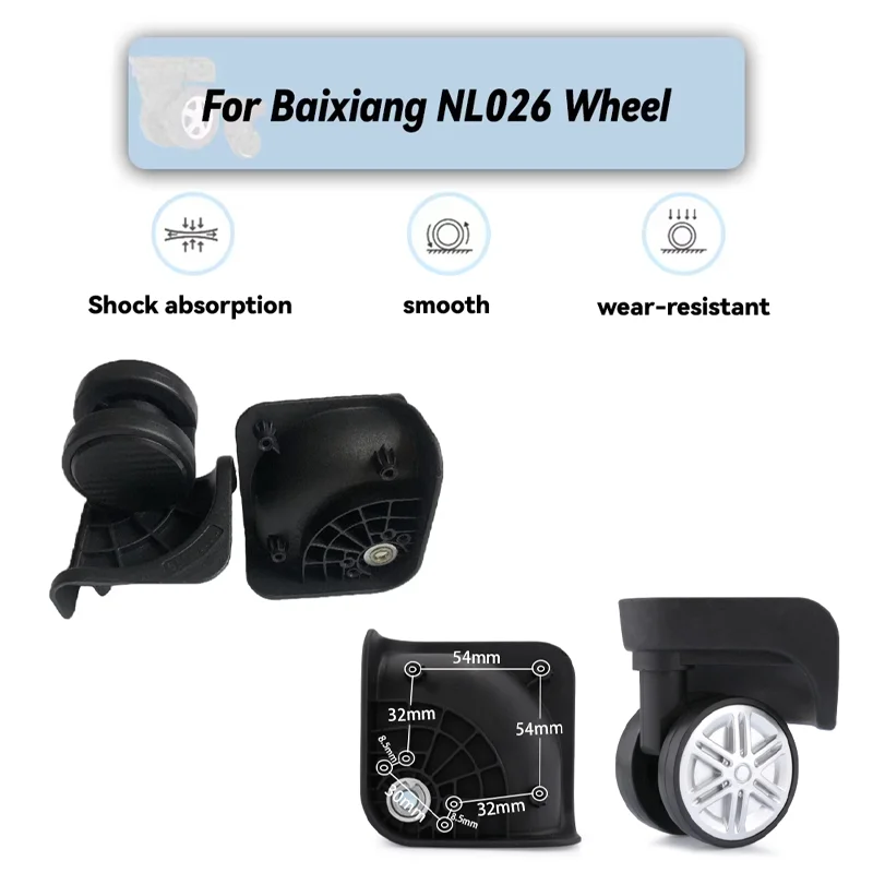 

For Baixiang NL026 Universal Wheel Replacement Suitcase Rotating Smooth Silent Shock Absorbing Wheel Accessories Wheels Casters