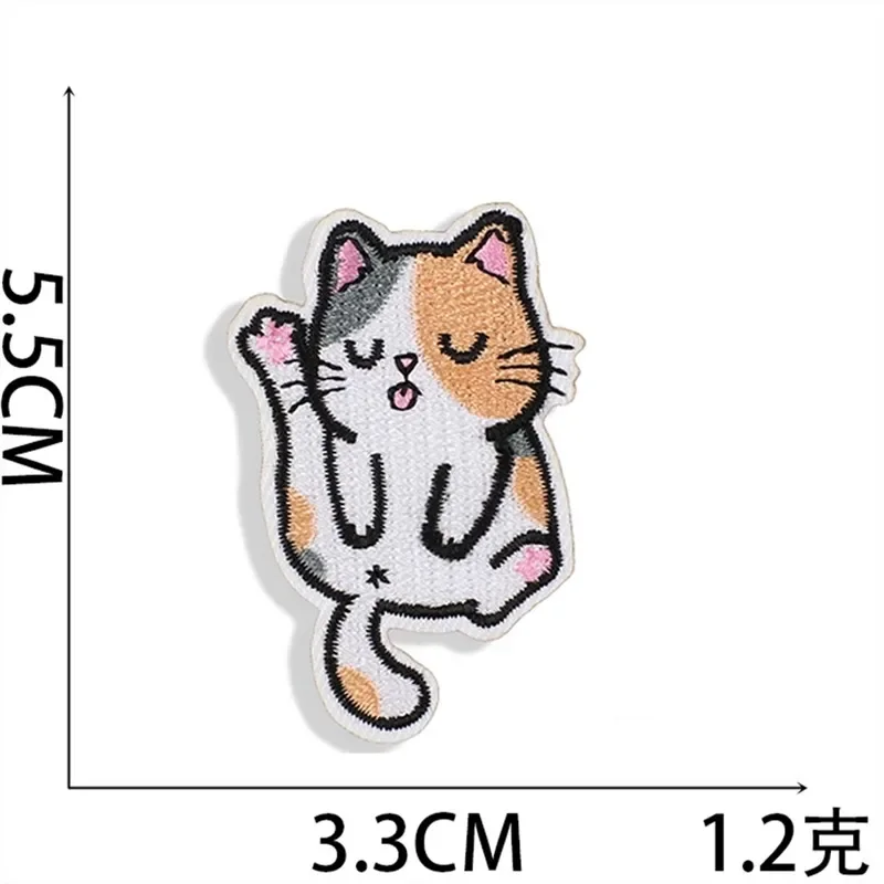 1pcs Patch Stickers Iron On Patches for Clothing Sewing Love Cat Embroidery Fusible Applique Badge Bag Decoration Stripes