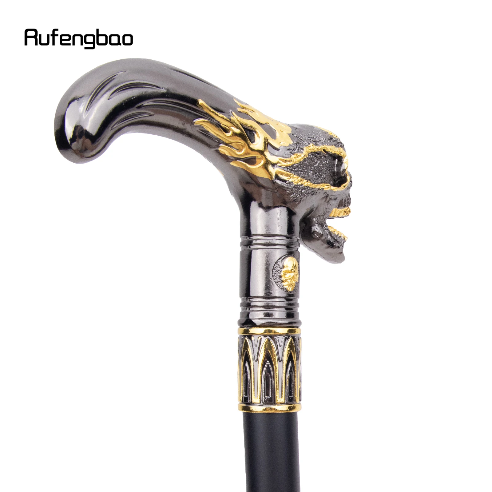 Gouden Zwarte Schedel Hoofd Wandelstok Mode Decoratieve Wandelstok Gentleman Elegante Cosplay Riet Knop Crosier 92cm