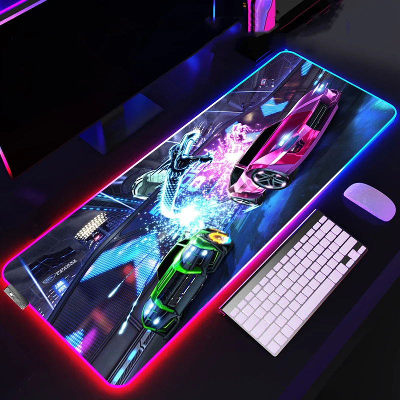 Imagem -03 - Rocket League Mouse Pad com Rgb Computador Gamer Grande Mause Backlight Gaming Xxl Mesa de Trabalho Esteira do Portátil Mausepad Anime Esteiras pc