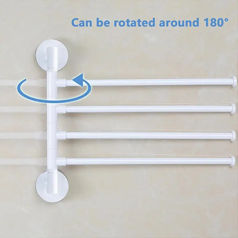 Punching Free Swivel Hanger Rotating Towel Rail Space Saver Wall Mounted Folding Towel Bar Multiple Arm Swing Hanger For Toilet