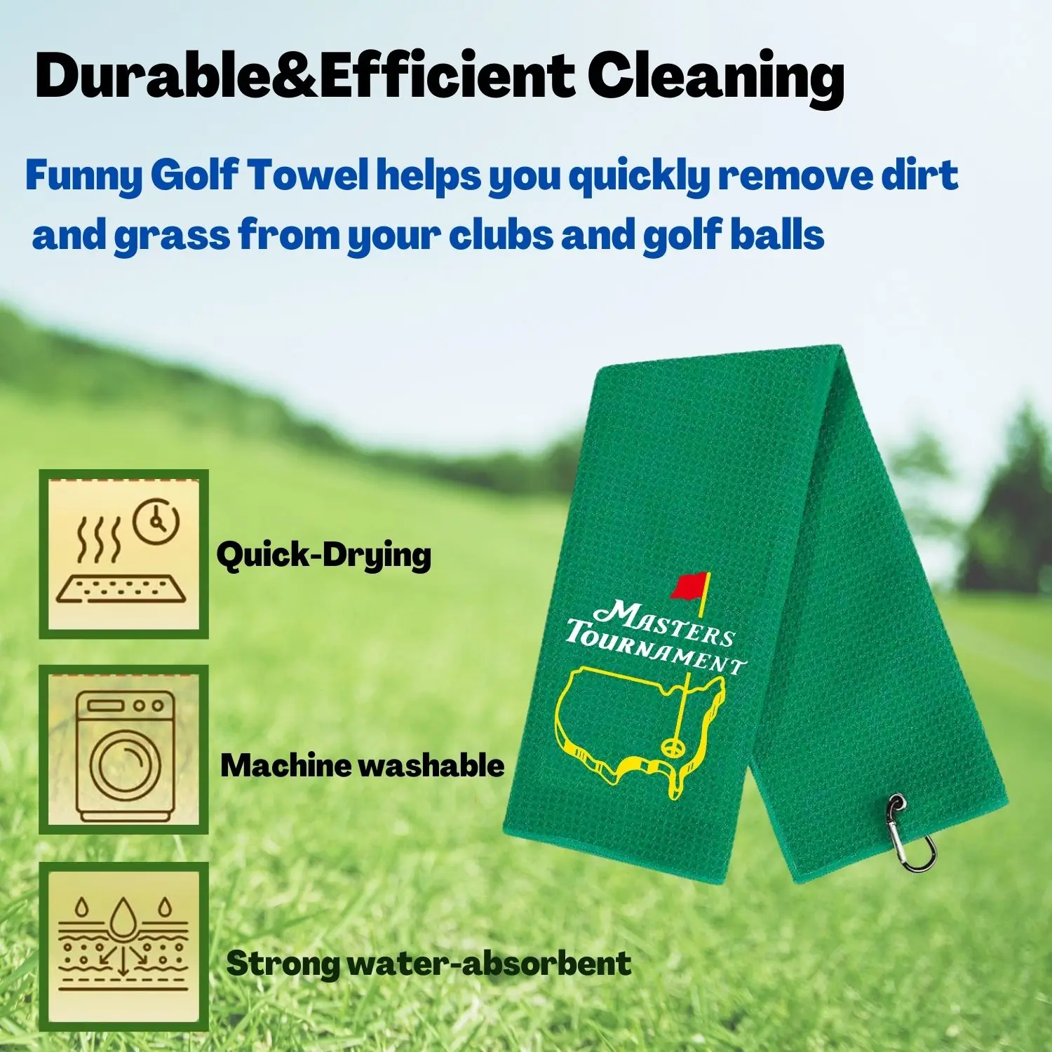 Funny Microfiber Premium Golf Towel, Embroidered Golf Towels for Golf Bags for Men&Women, Golf Accessories for Men Golfers