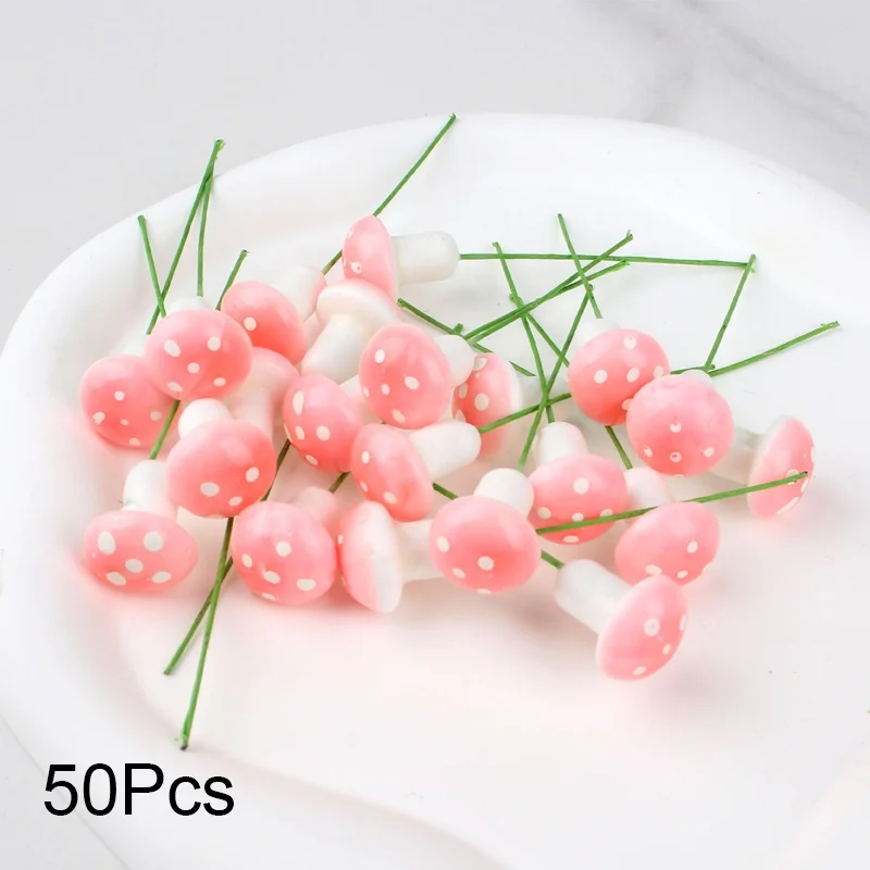 50Pcs Pink/Purple Foam Mushrooms Miniatures Fairy Garden DIY Bottle Landscape Decorative Mushroom Home Decoration Crafts