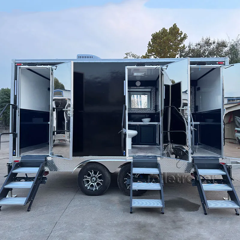 VIP Toilet Trailer Portable Luxury Restroom Trailer Outdoor Caravan Shower Steel Modern Toilette Mobile Bathroom WC