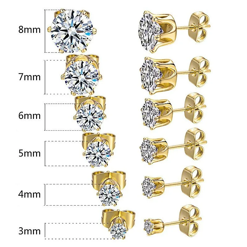 Factory Direct Sales Crown Six Claw Stone Stud Earrings Wholesale