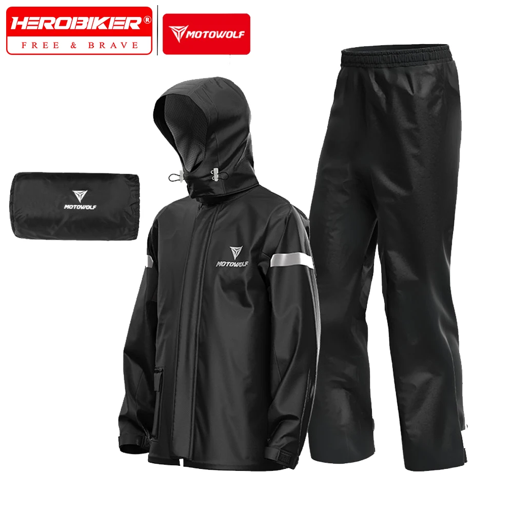 

Motowolf 2026 New Waterproof Motorcycle Raincoat Waterproof Reflective Motorcyclist Raincoats Biker Rain Suits For Men Women