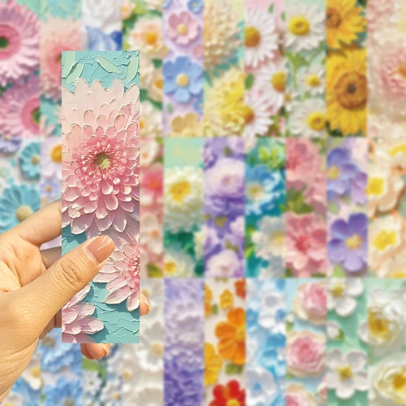 30Pcs Oil Painting Paper Bookmarks Reading Aids Bookmarks Book Page Holder