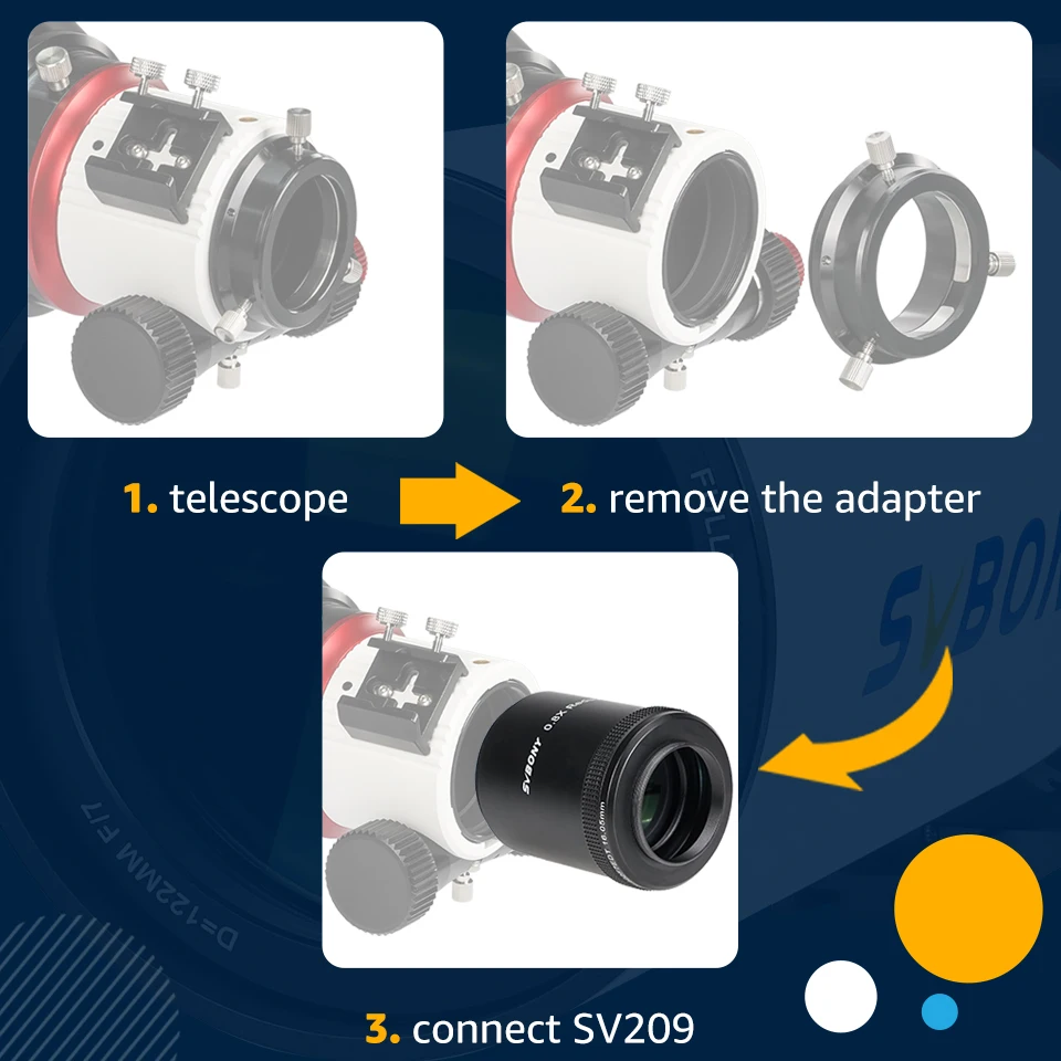 SVBONY SV209 Brennweitenreduzierer/Feldflachmacher 0,8x für SV550 122mm f/7 Triplet APO Refraktor Schwarz – Detail 7