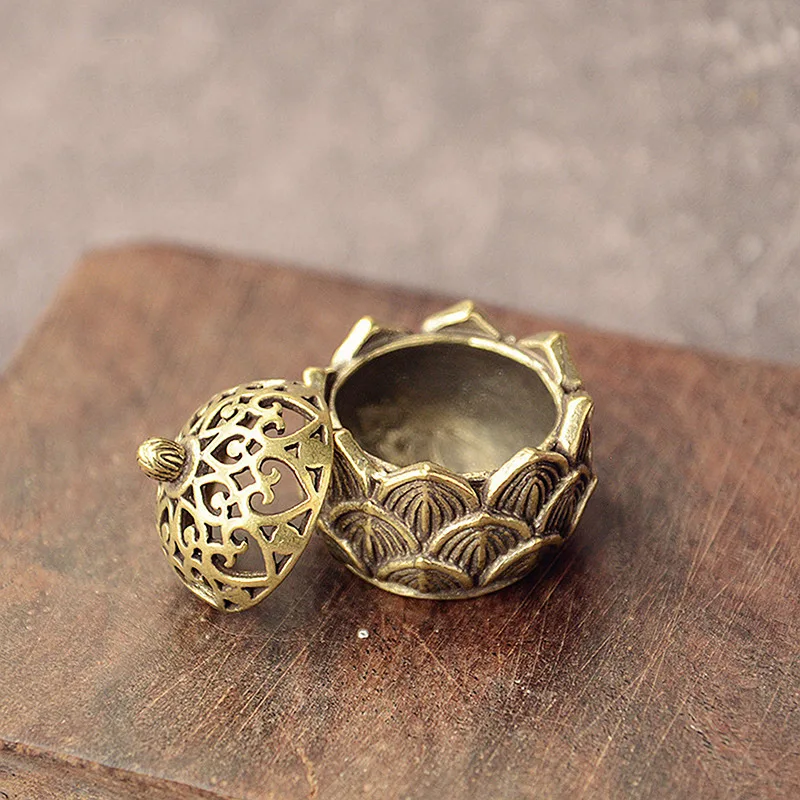1Pc Decorative Incense Burner Retro Copper Small Lotus Incenser Holder Censer Desktop Ornament For Shop Office Home
