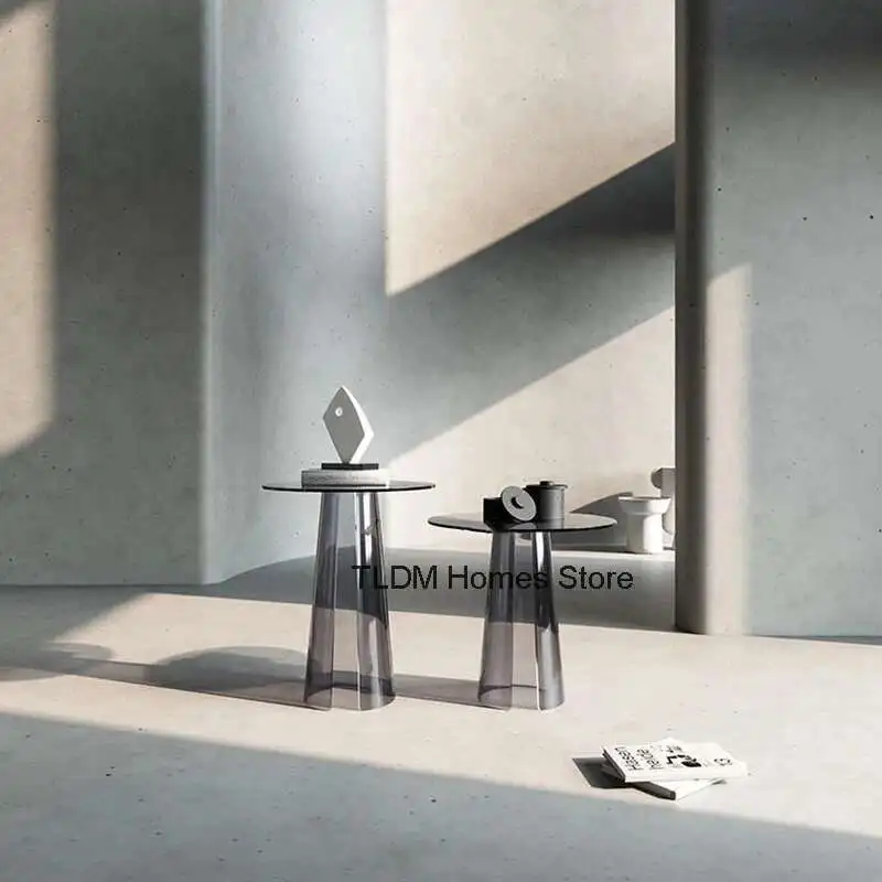 

Italian Acrylic Coffee Tables Nordic Transparent Side Table for Living Room Furniture Home Balcony Luxury Round Corner Table Set