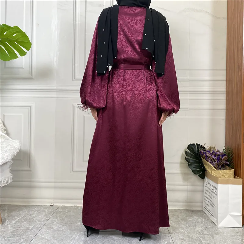 Satin Kimono Muslim Women Maxi Dress Dubai Open Abaya Eid Ramadan Islamic Clothing Jalabiya Femme Cardigan Arabic Robe Caftan