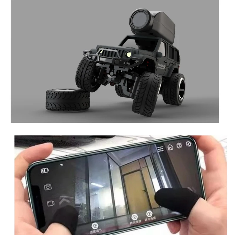 

1:64 Scale Guardian Wrangler Alloy RC Car with Camera Transmission Remote Control Off-Road Vehicle Compatible with RC App