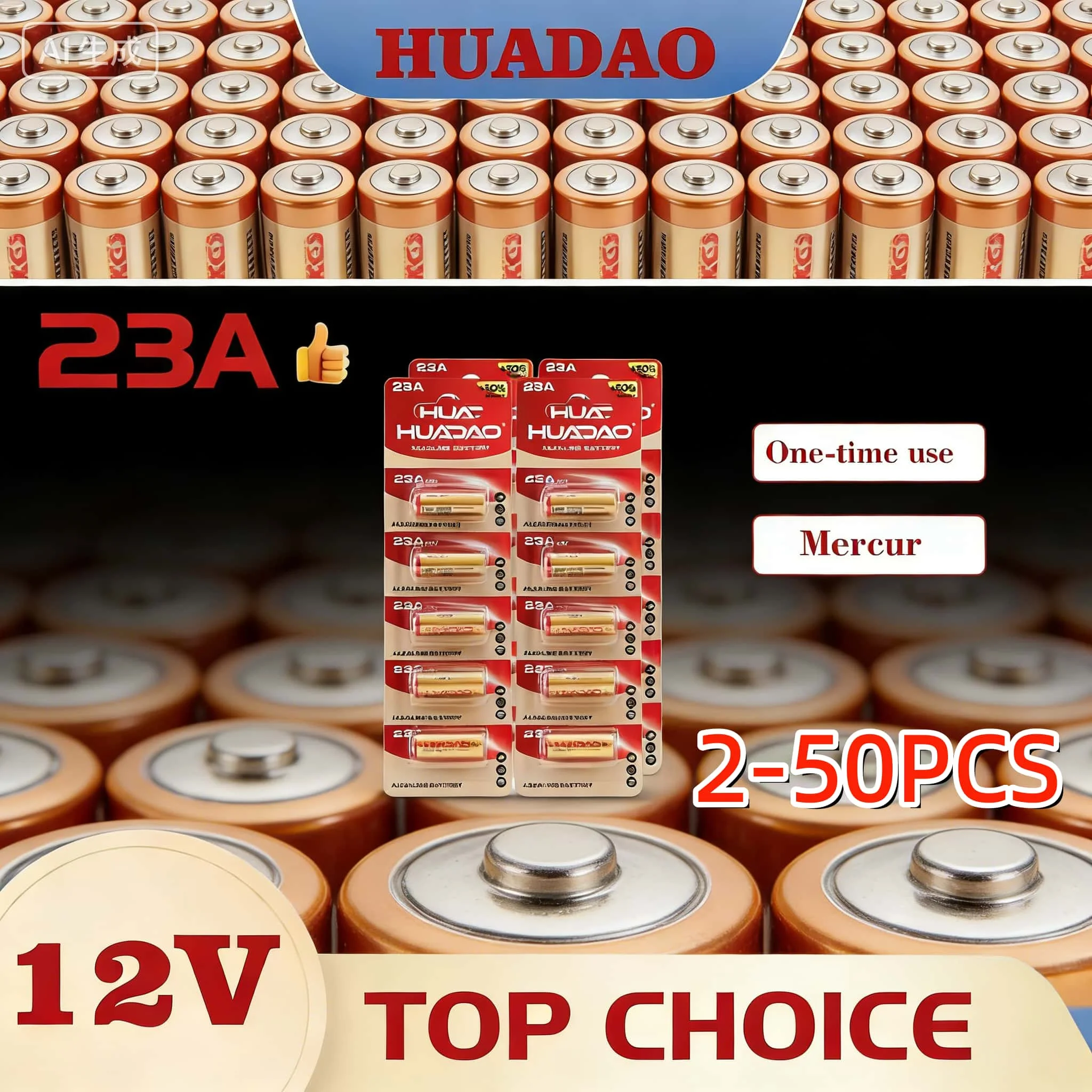 

23A 12V Alkaline Battery 5-60PCS, Long-Lasting Power for Doorbell, Remote Control, Toys, Compatible with L1028 A23 E23A GP23A