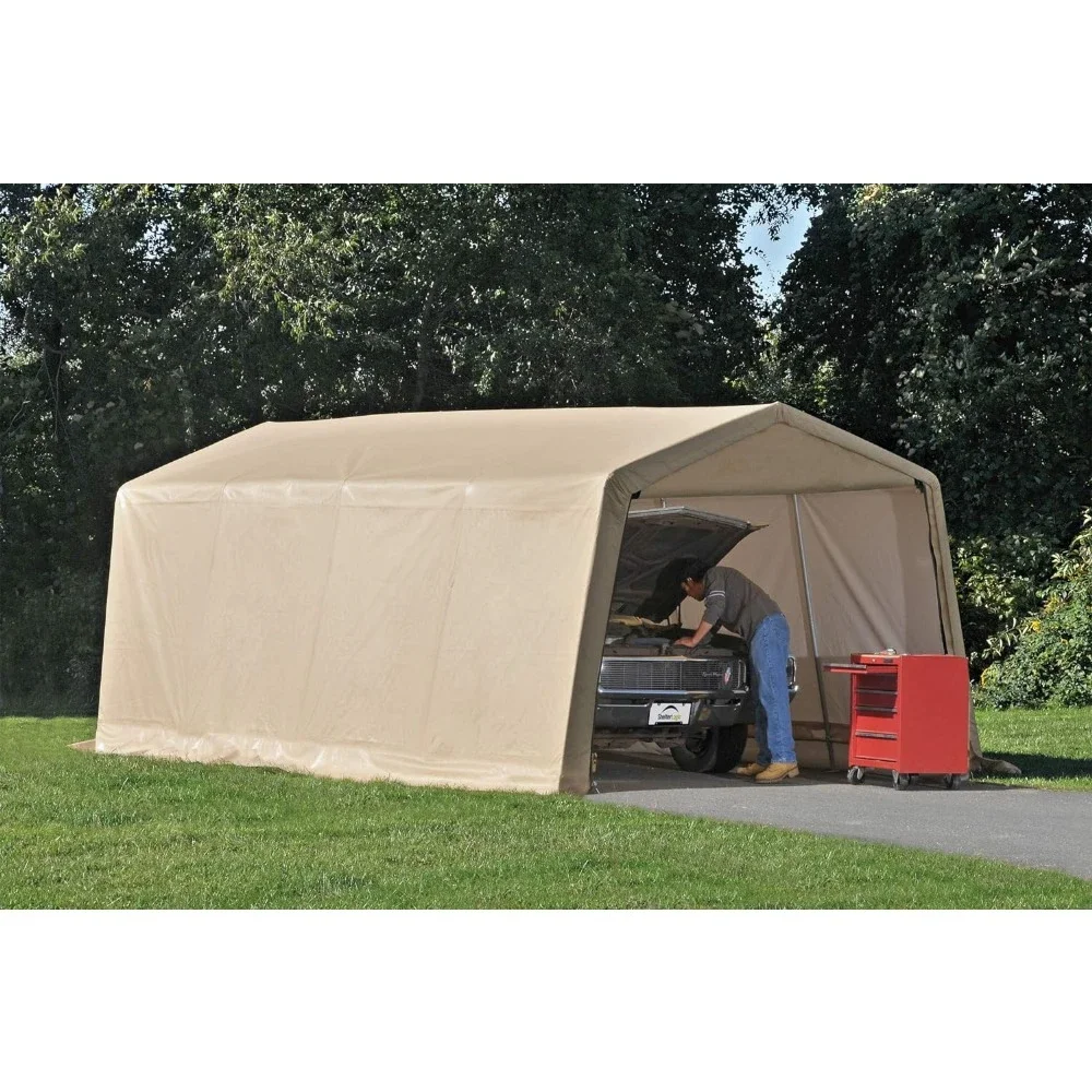 

Carport Peak Style Roof Instant Garage Carport Car Canopy With Steel Frame and Waterproof UV-Treated Cover Portable Garden Home