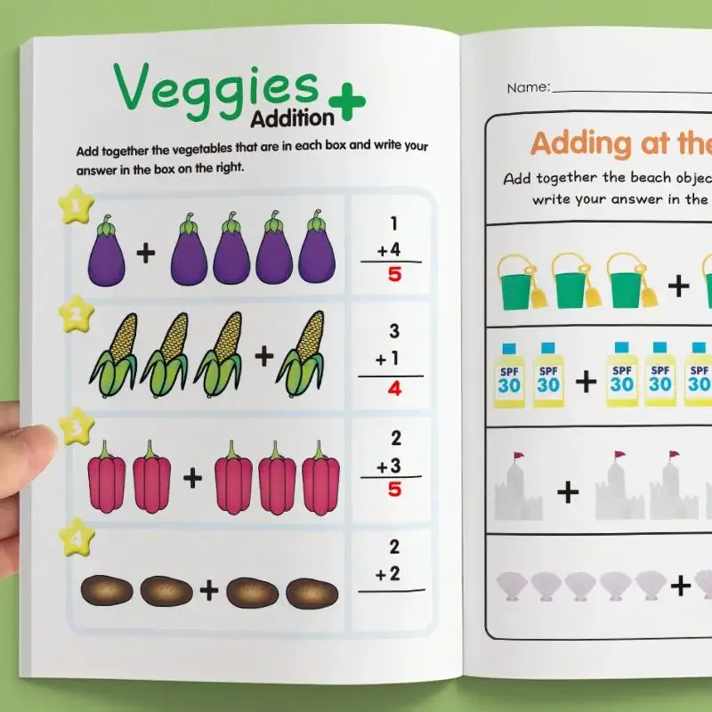 1 Set Leuk 64-pagina Rekenen Vragenboek Optellen en Aftrekken Oefeningen Binnen 10 Prentenkolom Decompositie Berekening