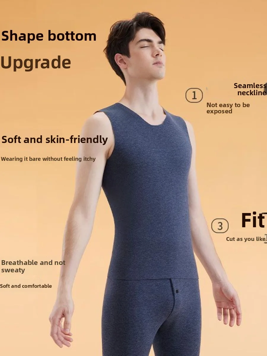 

Теплый утолщенный мужской шелковый жилет для осени и зимы, новая базовая модель, модный городской стиль, с круглым вырезом, пушистый, стильный.