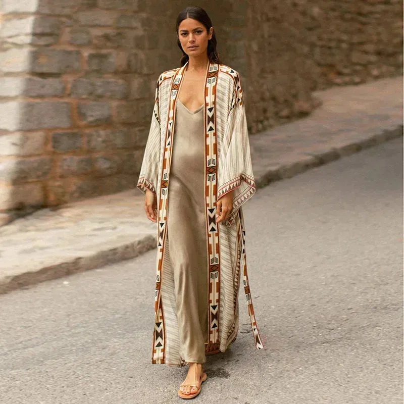 Ropa de playa, Kimono, ropa bohemia de playa, traje de baño suelto, cubierta frontal, cinturón abierto, caftán, bata Plage, Pareos de playa, vestido Tu Cosli
