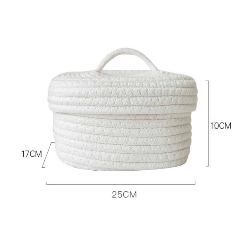 Hộp đựng hình bầu dục dệt có nắp bằng dây cotton Tổ chức đồ lặt vặt Phụ kiện trang điểm Son môi Tổ chức lông mày