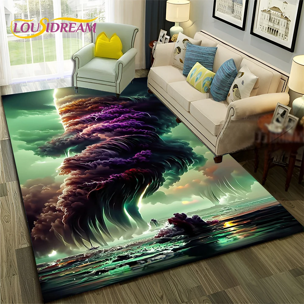 Tornado Cloud Twister Dream Natural  Carpet Rug for Home Living Room Bedroom Sofa Doormat Decor,kids Area Rug Non-slip Floor Mat