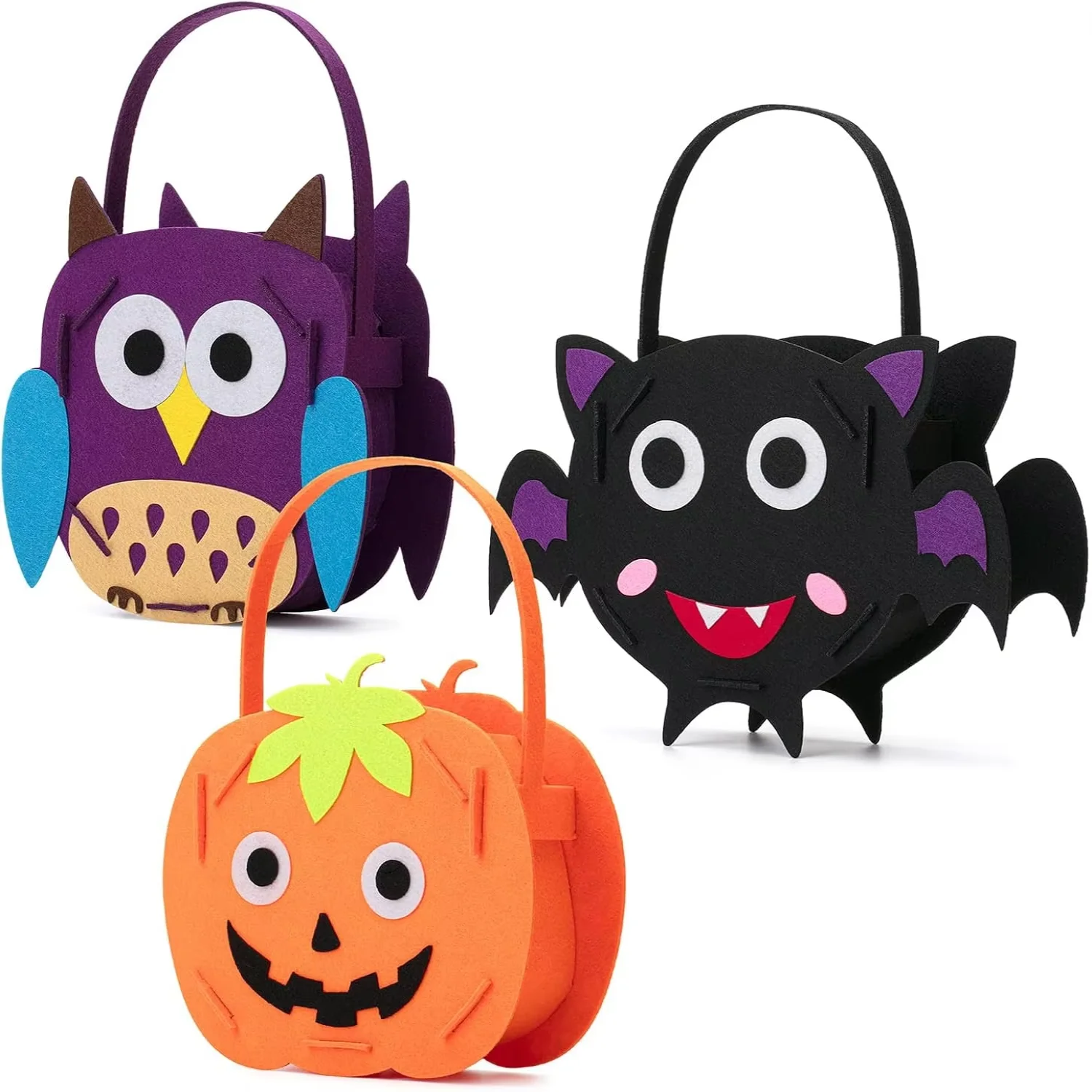 3pack Treat Halloween Bags baskets Felt Halloween Goody Bags Halloween Candy Bags for kids