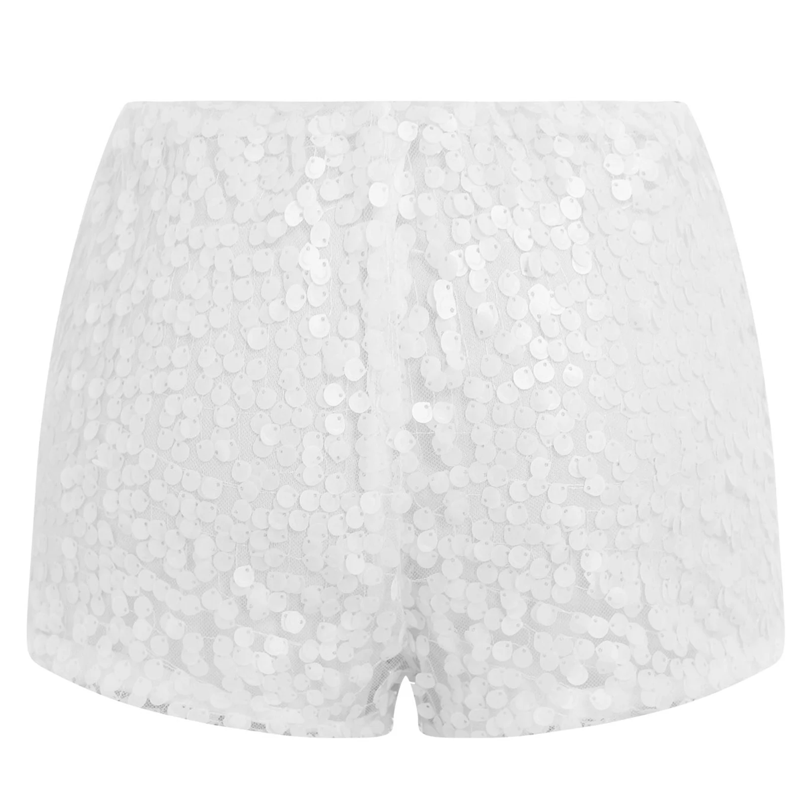 Moda Clubwear Pantaloni caldi da donna Pantaloncini con paillettes Pantaloncini a vita alta Pantaloncini con paillettes scintillanti Festival musicale Raves Costume da festa