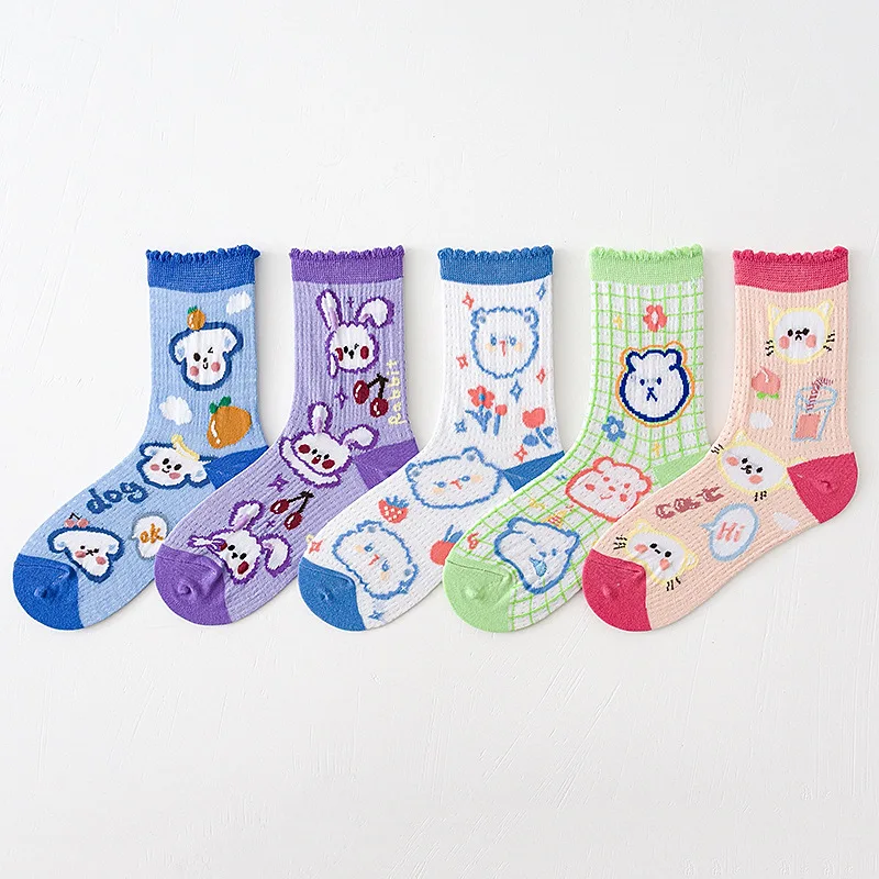 Adorable Breathable Women Green Spring Summer Lovely Harajuku Bubble Cute Funny Dress Cool Socks Female Casual Cotton Sox