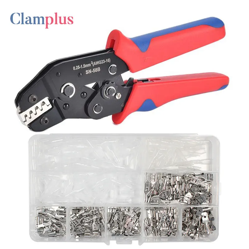 Hand Crimping Pliers Kit SN-58B=SN-48B+SN-28B Crmper Plier  Wire Connector 2.8/4.8/6.3 Non Insulated Terminals Clamp Tool Set