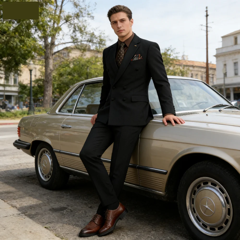 

Мужской премиум-костюм с двубортным пиджаком приталенного кроя для свадьбы, делового повседневного и официального стиля, рабочей одежды, куртка