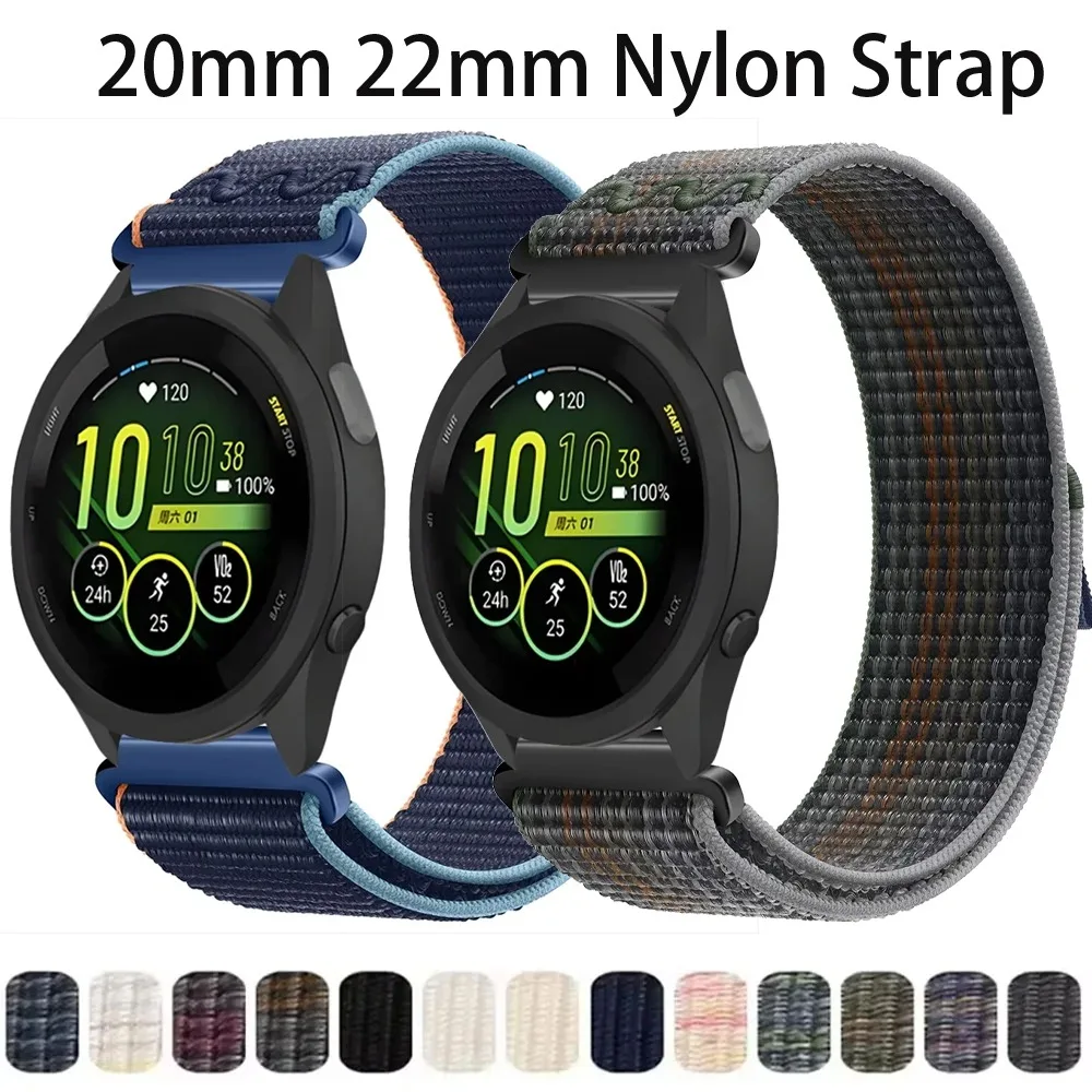 20mm 22mm Nylonband für Garmin Forerunner 165/255/265/965/970 Atmungsaktives Armband für Garmin Vivoactive 4/Venu 3/2 Zubehör