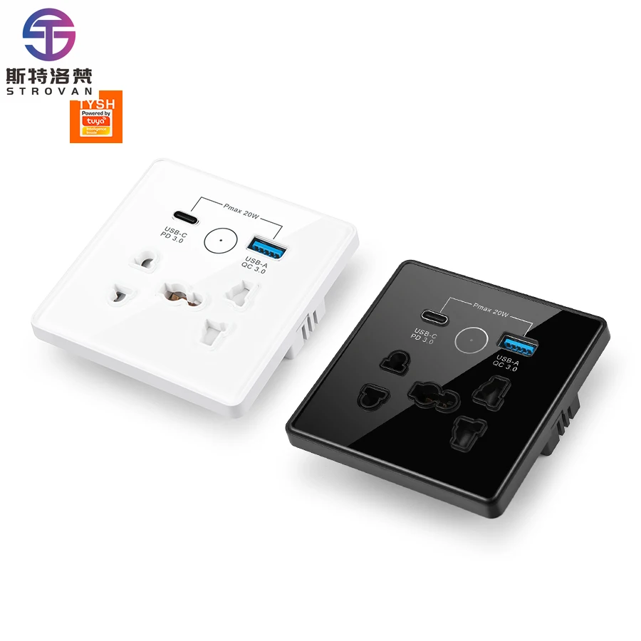 

STLF Type C + Usb Fast Charging for Us Eu Uk Plug App Remote Control Tuya Smart Home Automation Wifi Wall Universal Socket