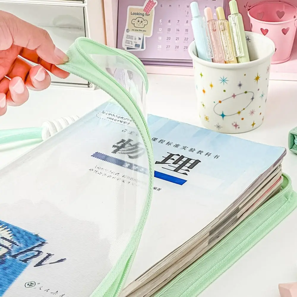 with Clipboard A4 Folder Writing Pad With Zipper File Folder Bag Handle Large Capacity Stationery Organizer Pouch Students