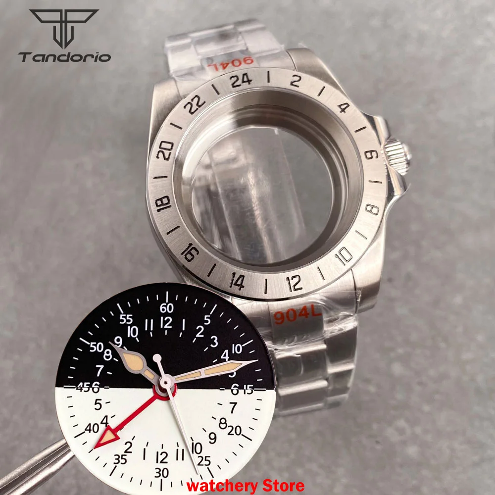 24 Hour GMT Steel Arabic Numeral Bezel Watch Case NH34A 29mm Dial for NH34 NH35 Automatic Movement Bracelet Sapphire Glass Back