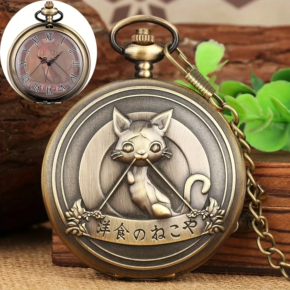 

Котенок, кошка, римские цифры, карманные часы, аниме, тема столовой, ручная работа, студент, подросток, нишевая, новый стиль