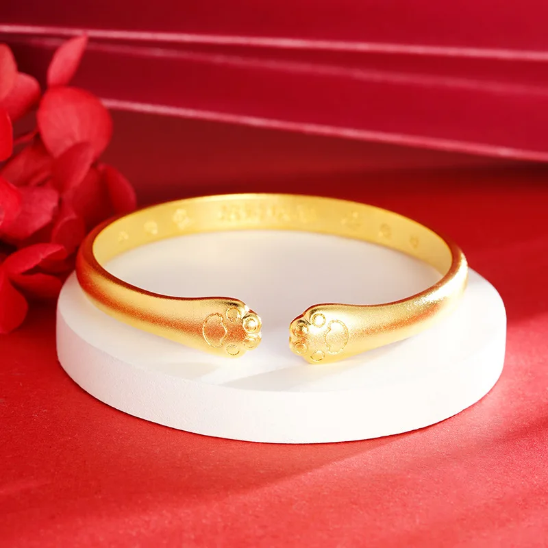 Simulated Real 14K gold color cute pet cat's paw bracelet female fashion adorable pet high-grade sense niche imitation gold BRAC