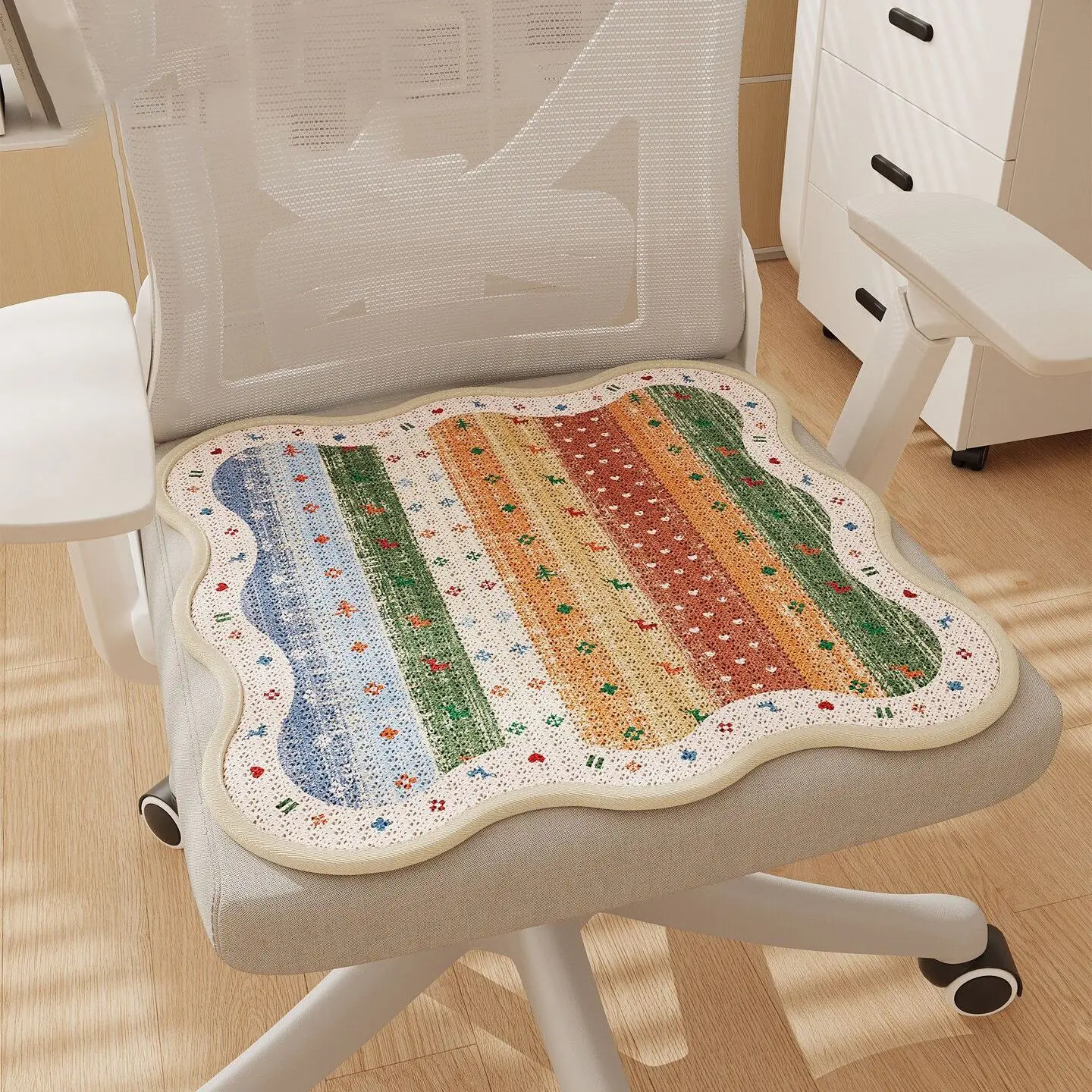 1pc Linen Woven Cushion,vintage Color Floral Floor Mat Breathable and Non Slip Office Household Chair Cushion Bedroom Decoration
