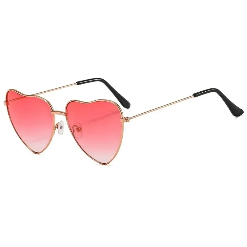 Fashion Heart Shaped Metal Sunglasses Vintage Trendy Street Shooting Shades Fashion Irregular Eyewear Pink Sun Glasses for Women view 5
