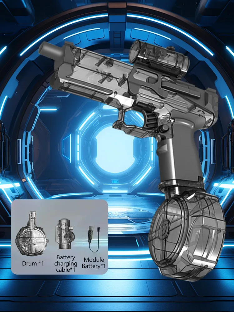 Summer New Water Gun Fully Automatic Continuous Electric Water Gun Simulated Flame Sensor Light Large Capacity Pool Tools