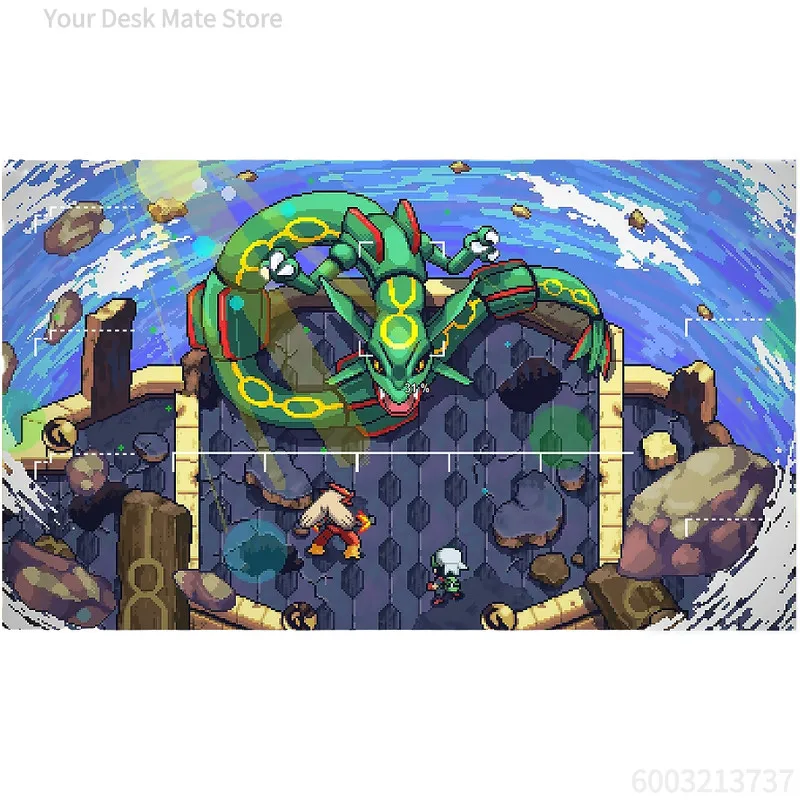 

Pokemon Rayquaza TCG Playmat Beautiful Anti‑Slip Waterproof Desk Mat Suitable For Office Daily Use