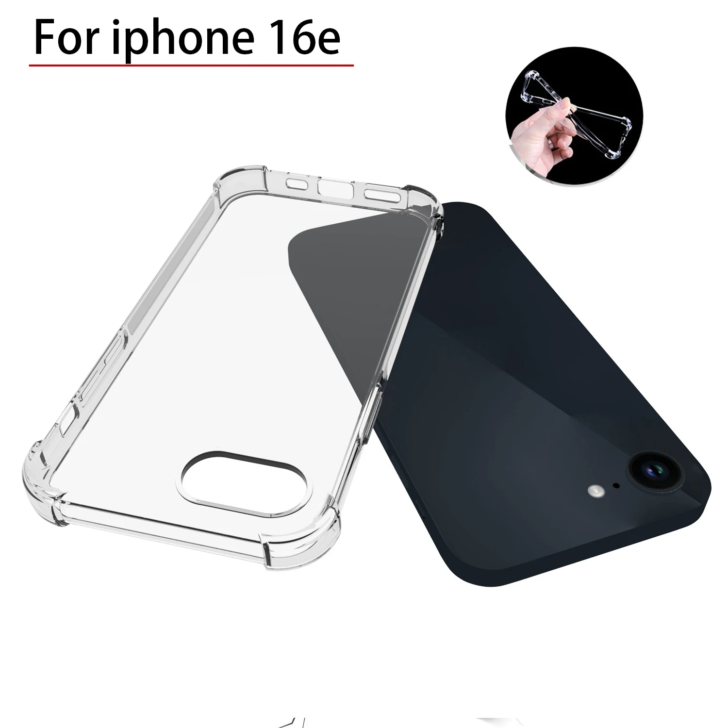 For iphone 16E Thick Shockproof Clear TPU Phone Case for iphone 16e Transparent Soft Cover