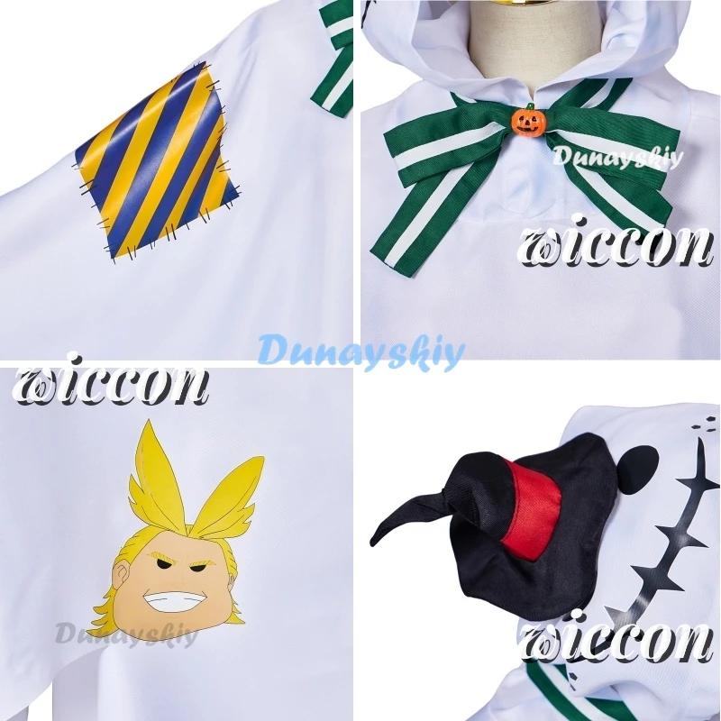 My Anime Hero Academia Midoriya Boku no Izuku Cosplay Costume  Halloween Ghost Hooded Cloak Shoes Wig Set